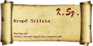 Kropf Szilvia névjegykártya